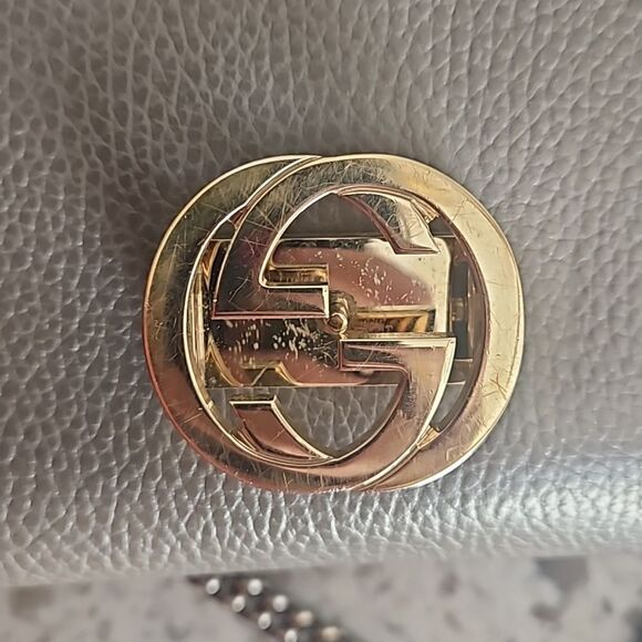 Gucci Taupe Pebbled Leather Shoulder Bag with COA - Picture 7 of 17